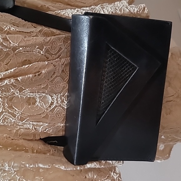 Vintage Black Leather Crossbody Bag 80s Punk Grunge Rock Indie Sleaze Rare Purse - Picture 2 of 16